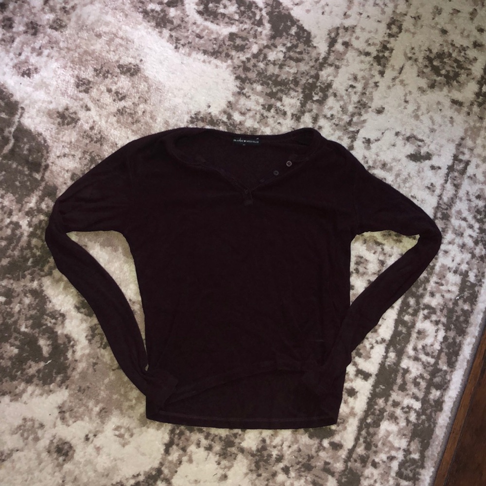 Button up maroon V neck